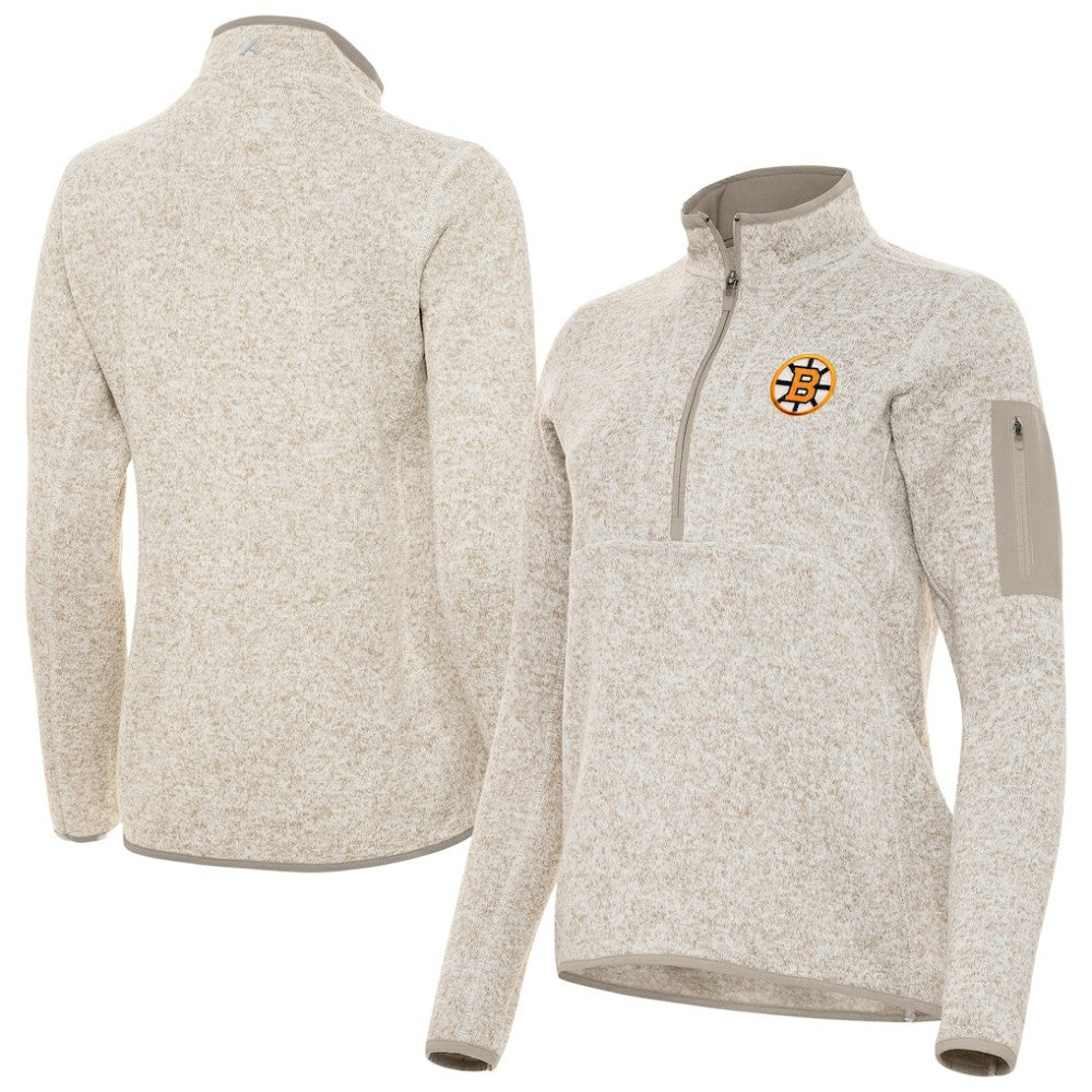 Boston Bruins Antigua Women's Fortune Half-Zip Pullover - Oatmeal | NHL online