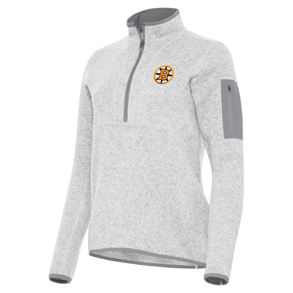 Boston Bruins Antigua Women's Fortune Half-Zip Pullover - Heather Gray | NHL near me