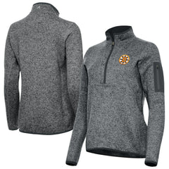 Boston Bruins Antigua Women's Fortune Half-Zip Pullover - Heather Black | NHL Clearance