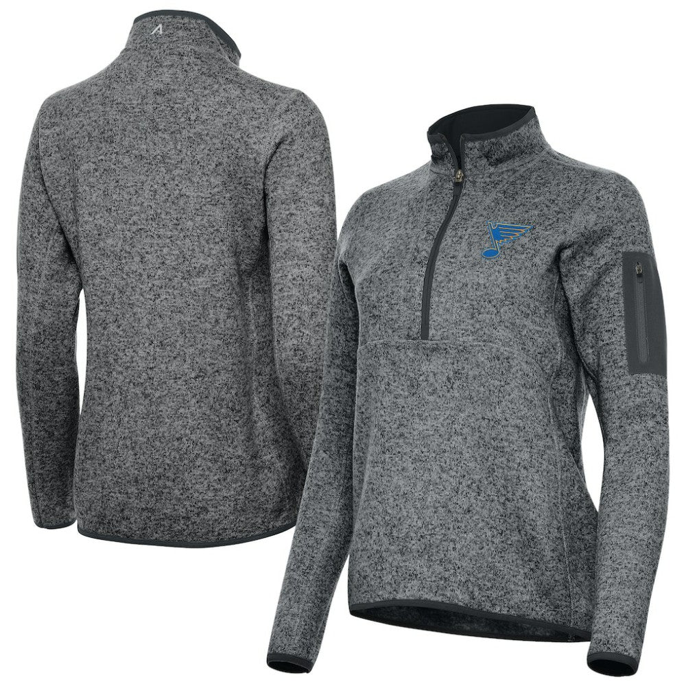 St. Louis Blues Antigua Women's Fortune Half-Zip Pullover - Heather Black | NHL Clearance