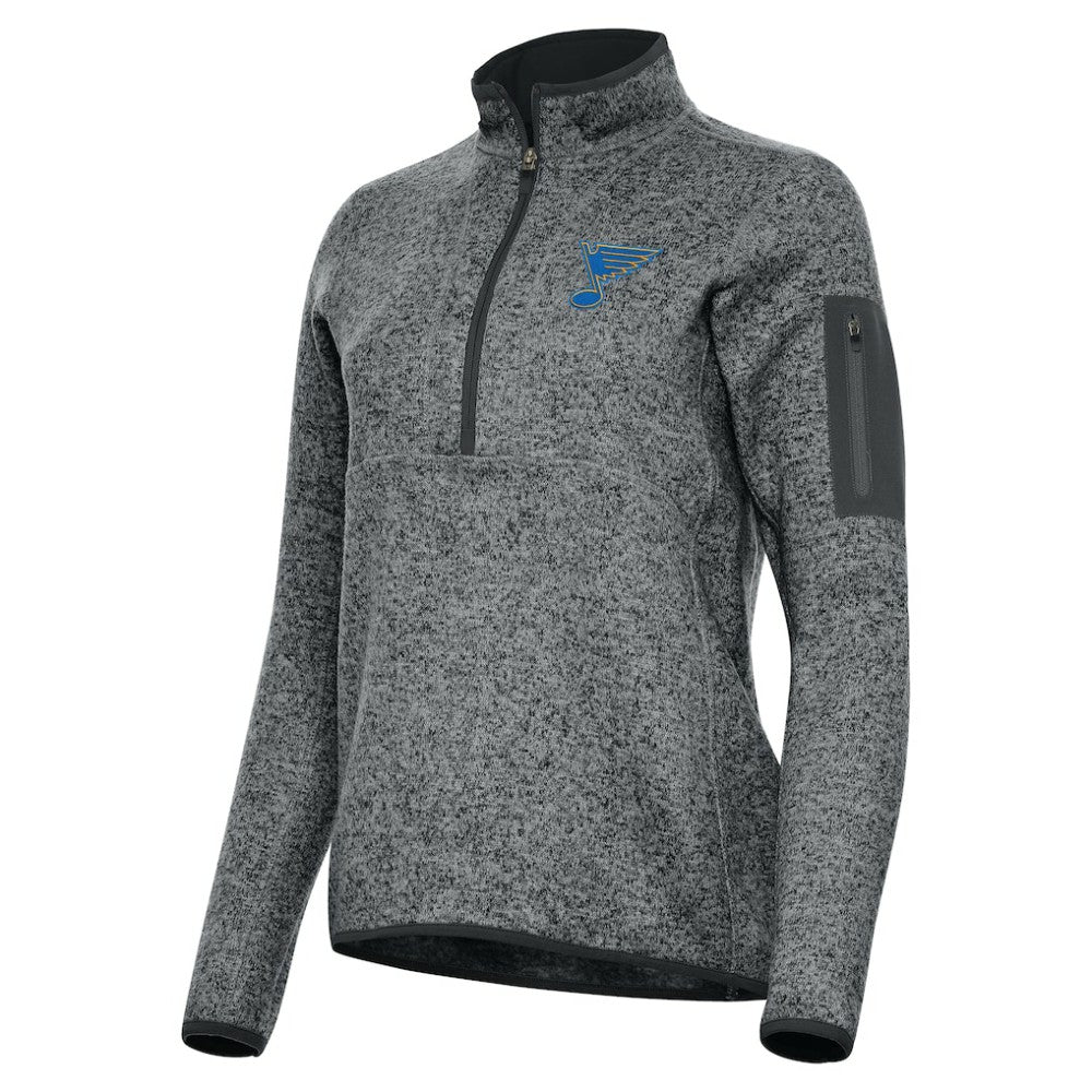 St. Louis Blues Antigua Women's Fortune Half-Zip Pullover - Heather Black | NHL Clearance
