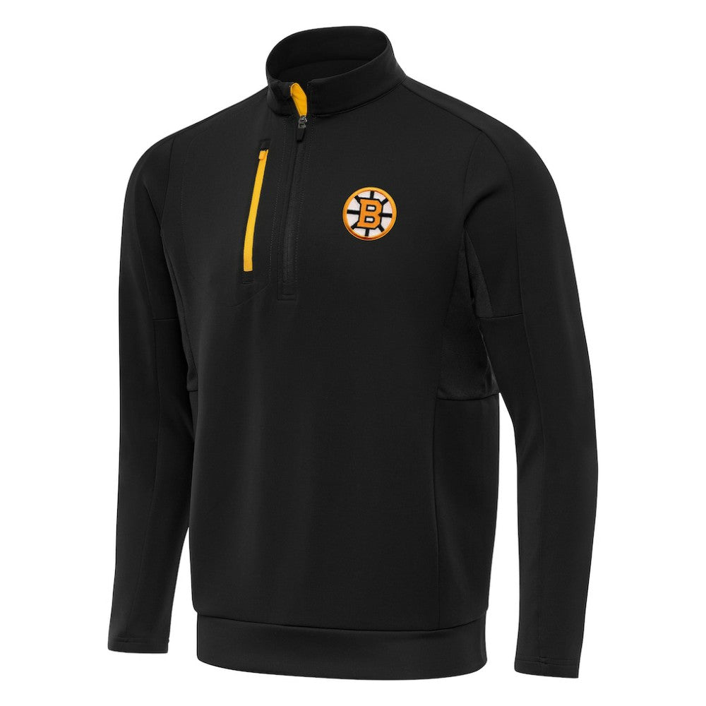 Boston Bruins Antigua Generation Quarter-Zip Pullover Top - Black | NHL Lifestyle