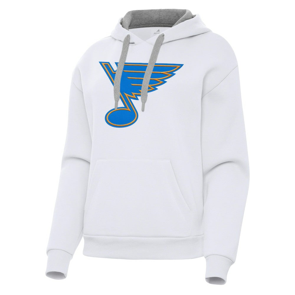 St. Louis Blues Antigua Women's Victory Pullover Hoodie - White | NHL Clearance