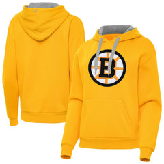 Boston Bruins Antigua Women's Victory Pullover Hoodie - Gold | NHL Lifestyle
