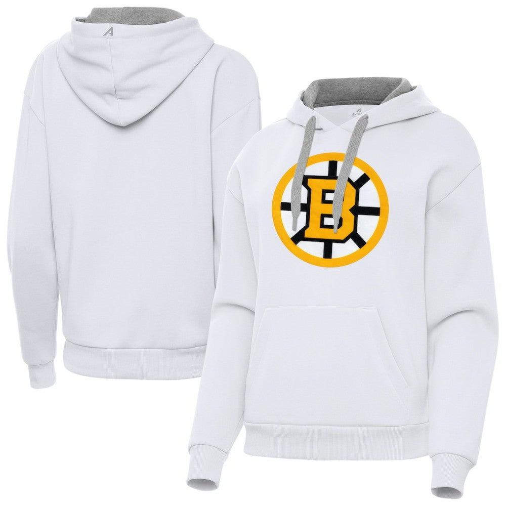 Boston Bruins Antigua Women's Victory Pullover Hoodie - White | NHL Lifestyle