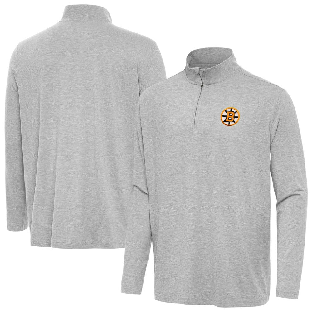 Boston Bruins Antigua Hunk Lightweight Quarter-Zip Pullover - Heather Gray | NHL Lifestyle