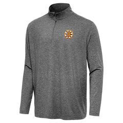 Boston Bruins Antigua Hunk Lightweight Quarter-Zip Pullover - Heather Black | NHL Lifestyle