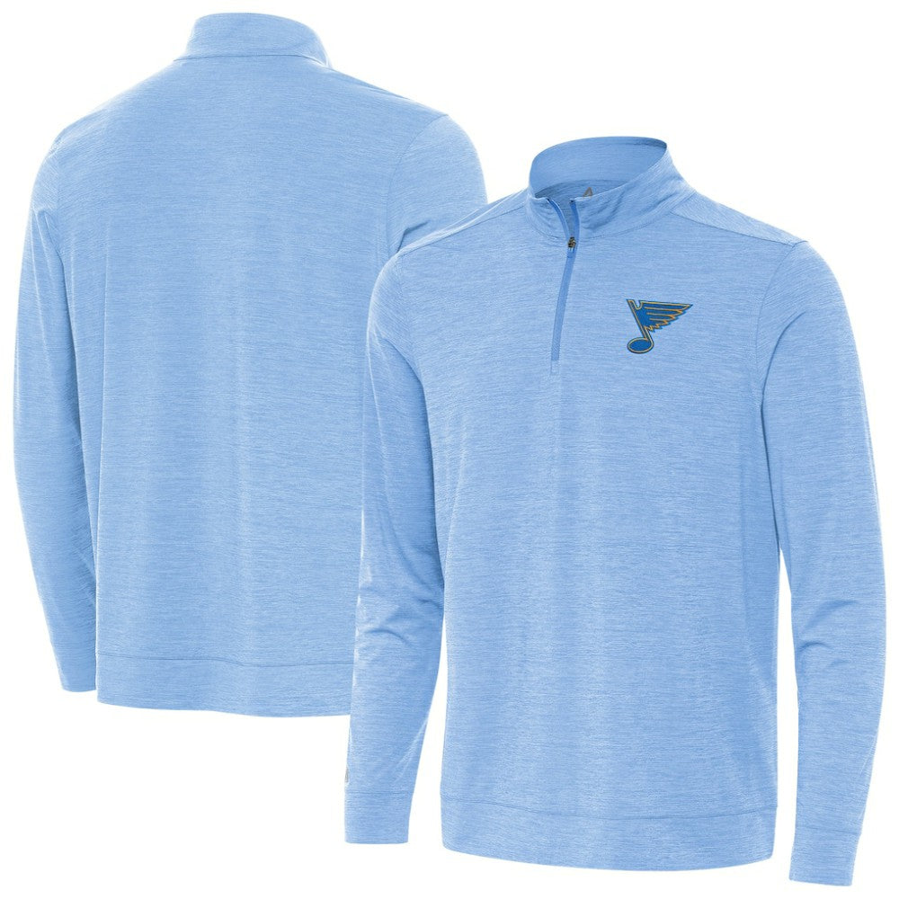 St. Louis Blues Antigua Bright Quarter-Zip Pullover - Heather Blue | NHL Clearance