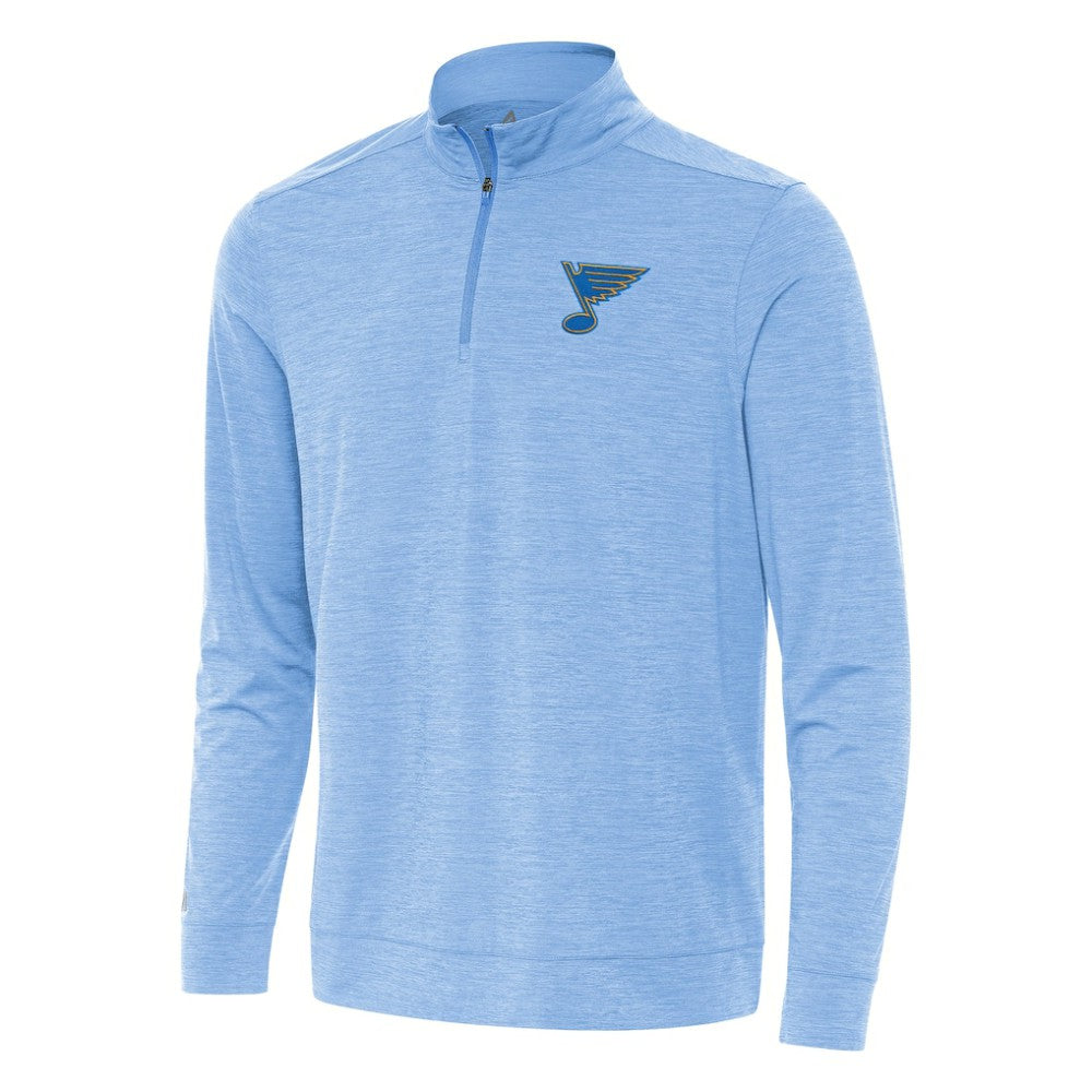 St. Louis Blues Antigua Bright Quarter-Zip Pullover - Heather Blue | NHL Clearance