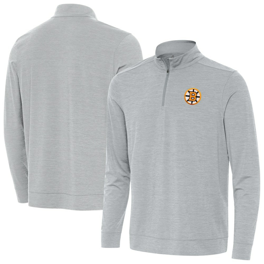 Boston Bruins Antigua Bright Quarter-Zip Pullover - Heather Gray | NHL Lifestyle