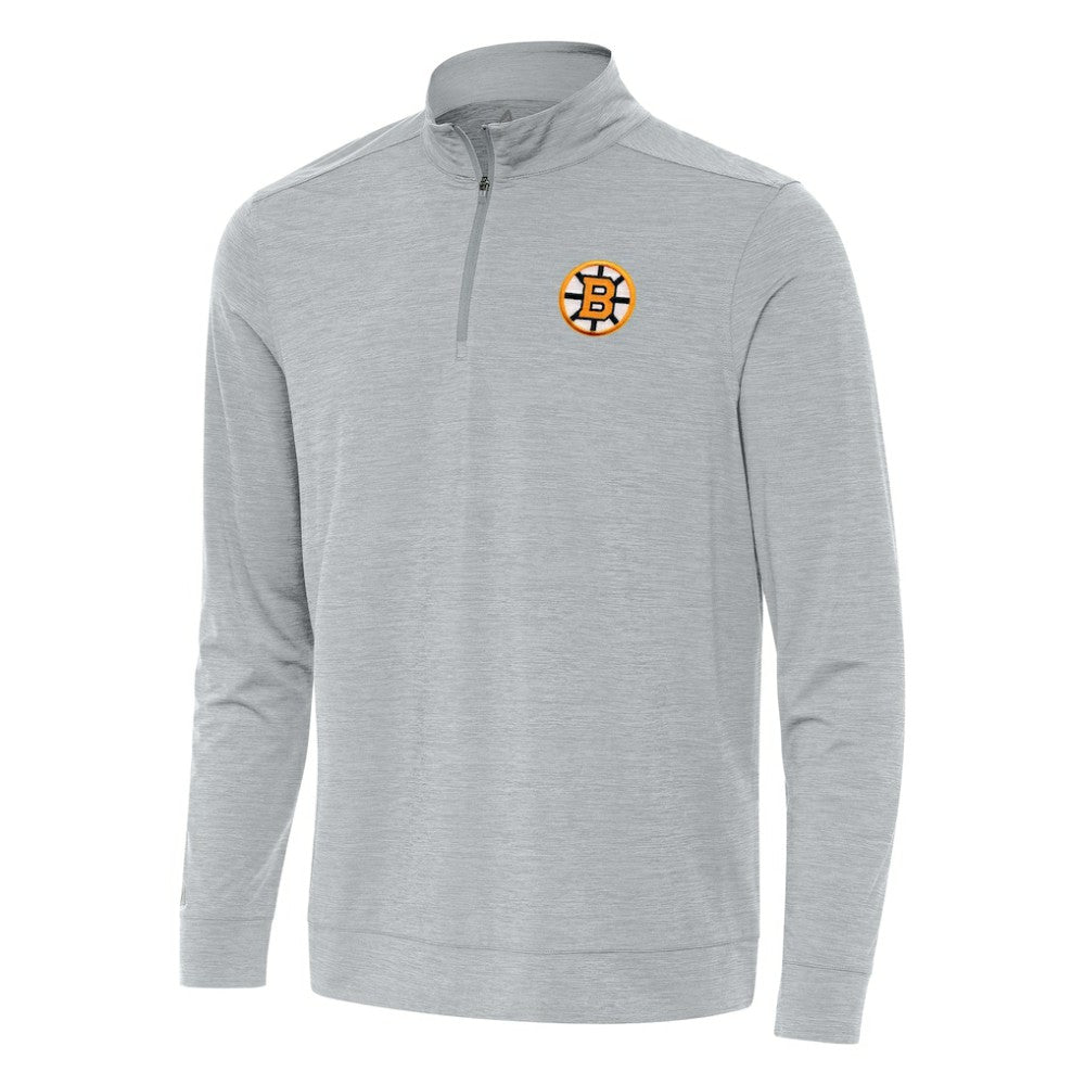 Boston Bruins Antigua Bright Quarter-Zip Pullover - Heather Gray | NHL Lifestyle