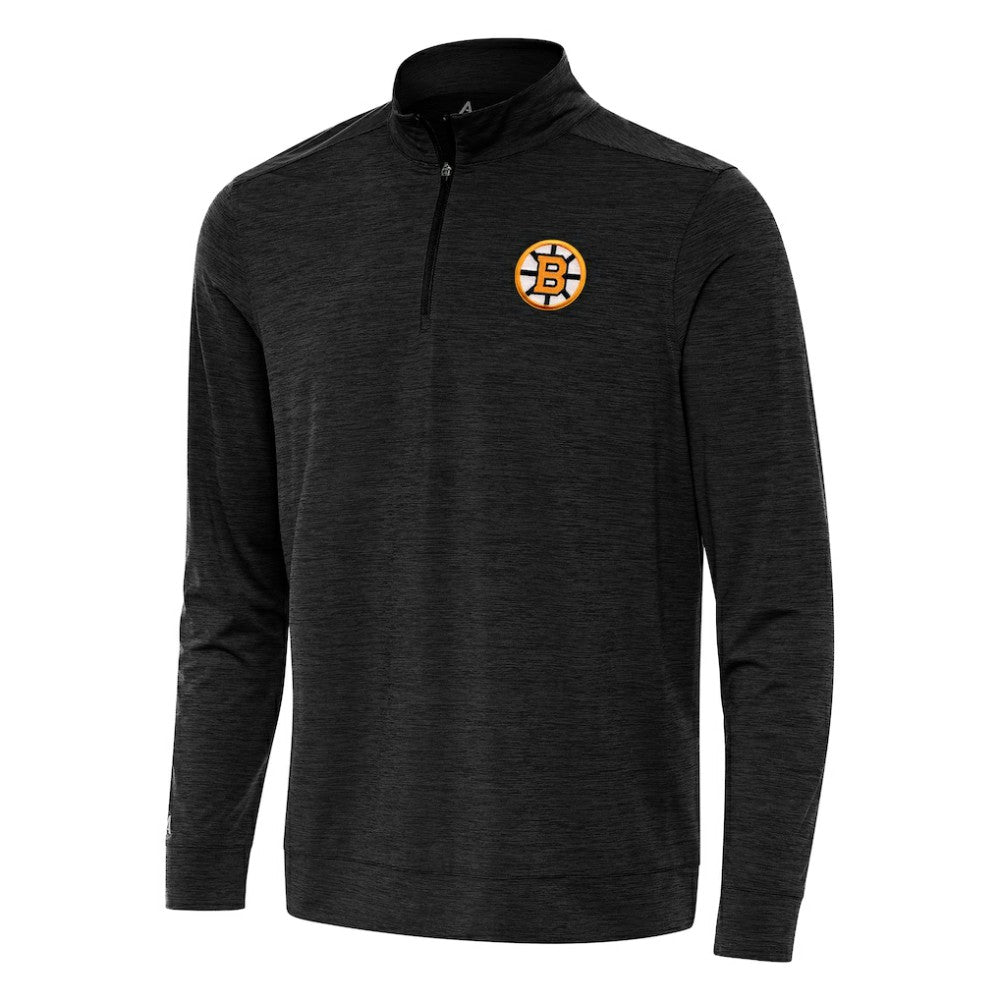 Boston Bruins Antigua Bright Quarter-Zip Pullover - Heather Black | NHL on sale
