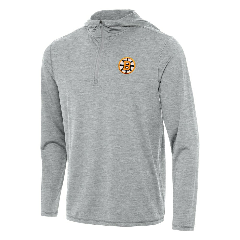 Boston Bruins Antigua Tidy Quarter-Zip Hoodie - Heather Gray | NHL Clearance