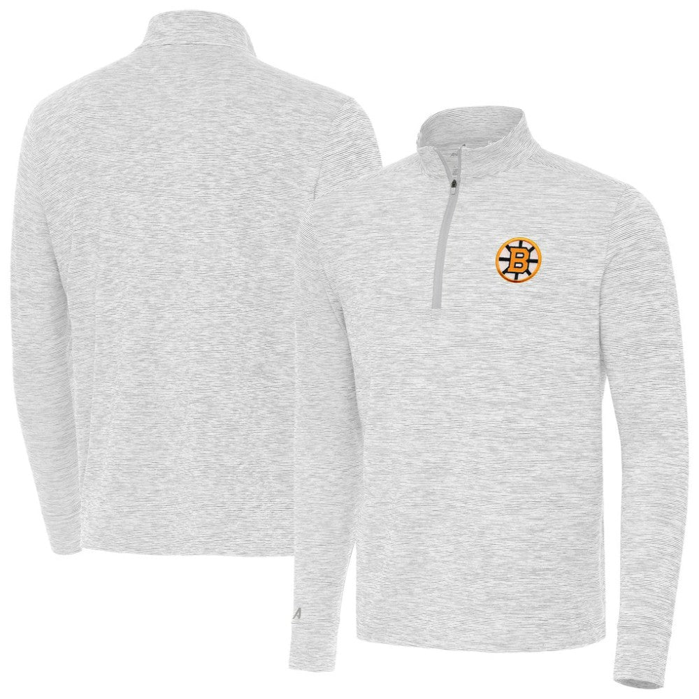 Boston Bruins Antigua Cause Quarter-Zip Jacket - Gray | NHL Lifestyle