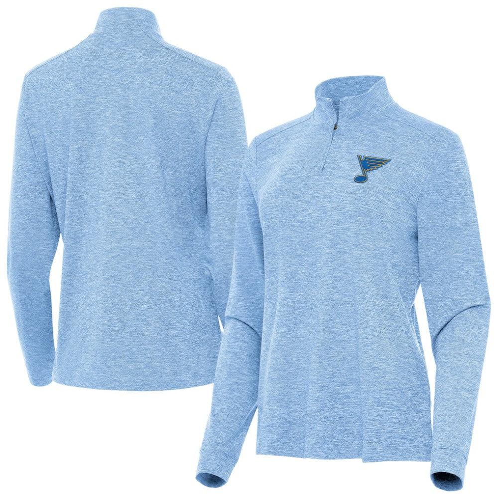 St. Louis Blues Antigua Mentor Long Sleeve Quarter-Zip Mock Polo - Heather Blue | NHL on sale