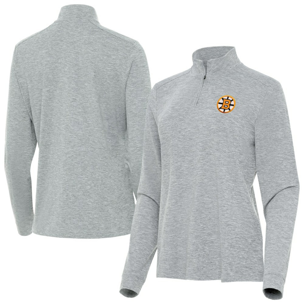 Boston Bruins Antigua Mentor Long Sleeve Quarter-Zip Mock Polo - Heather Gray | NHL near me