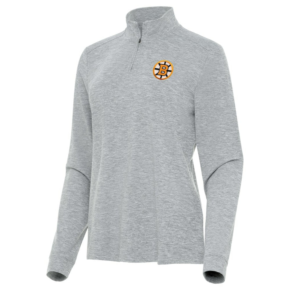 Boston Bruins Antigua Mentor Long Sleeve Quarter-Zip Mock Polo - Heather Gray | NHL near me