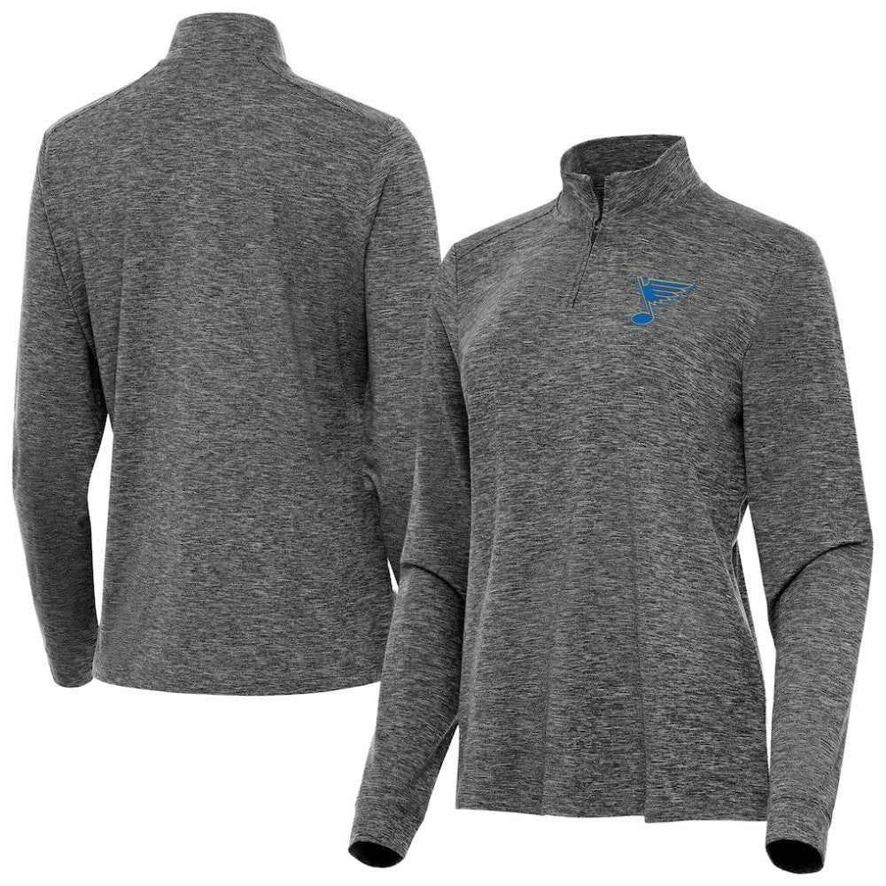St. Louis Blues Antigua Mentor Long Sleeve Quarter-Zip Mock Polo - Heather Black | NHL discount