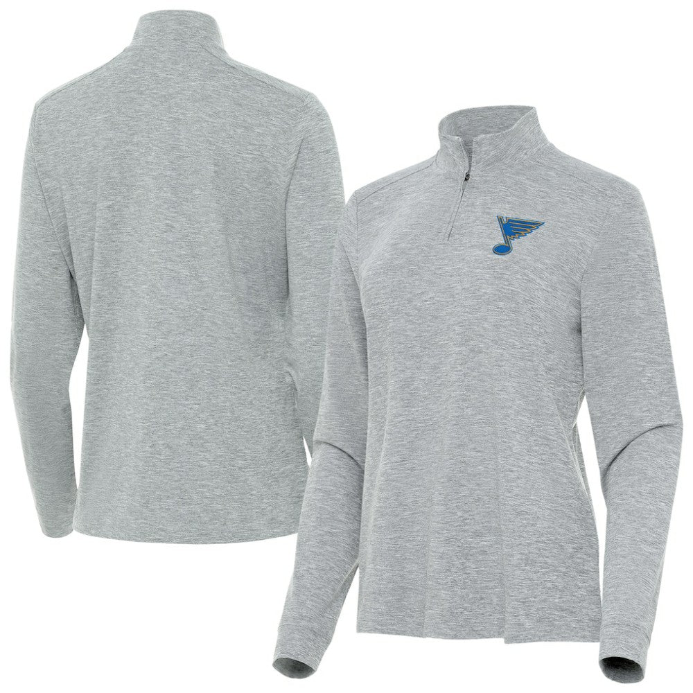 St. Louis Blues Antigua Mentor Long Sleeve Quarter-Zip Mock Polo - Heather Gray | NHL sale