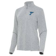 St. Louis Blues Antigua Mentor Long Sleeve Quarter-Zip Mock Polo - Heather Gray | NHL sale