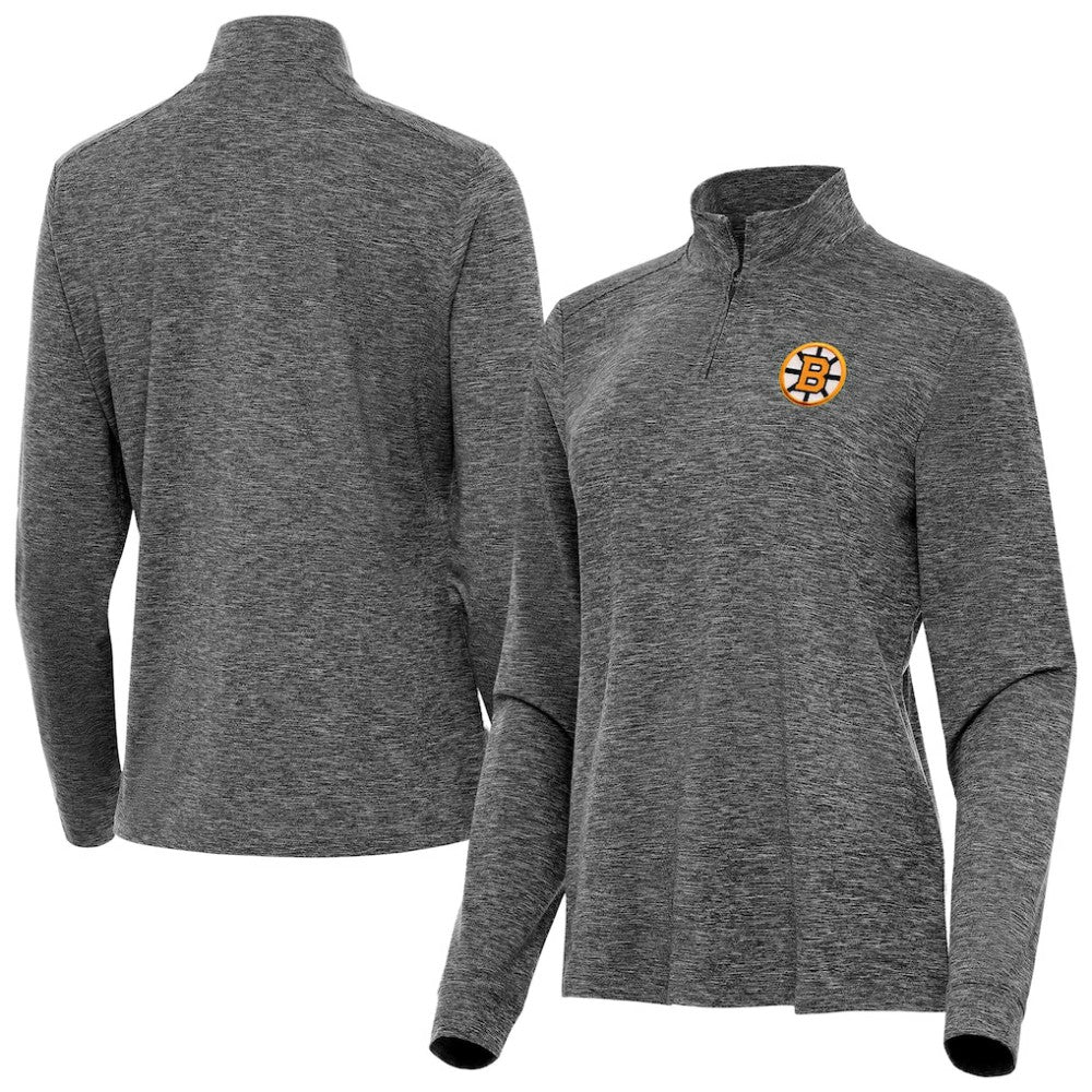Boston Bruins Antigua Mentor Long Sleeve Quarter-Zip Mock Polo - Heather Black | NHL sale