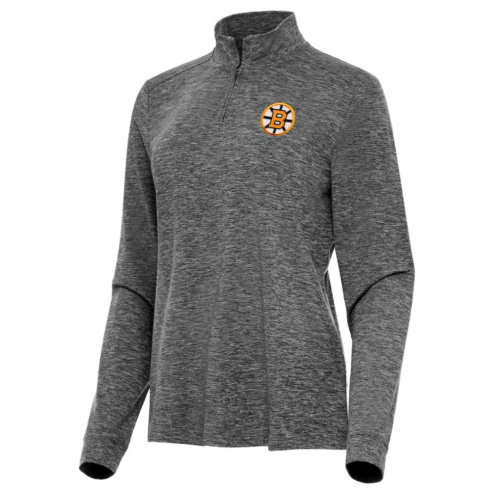 Boston Bruins Antigua Mentor Long Sleeve Quarter-Zip Mock Polo - Heather Black | NHL sale