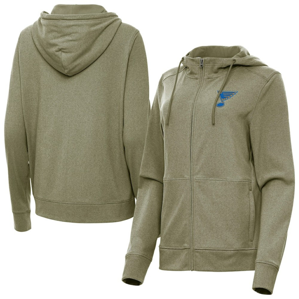 St. Louis Blues Antigua Women's Seeker Full-Zip Hoodie - Olive | NHL discount
