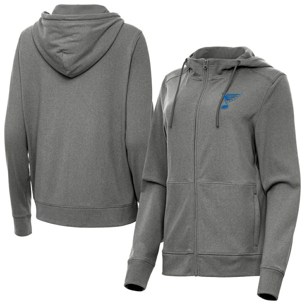 St. Louis Blues Antigua Women's Seeker Full-Zip Hoodie - Heather Black | NHL Clearance