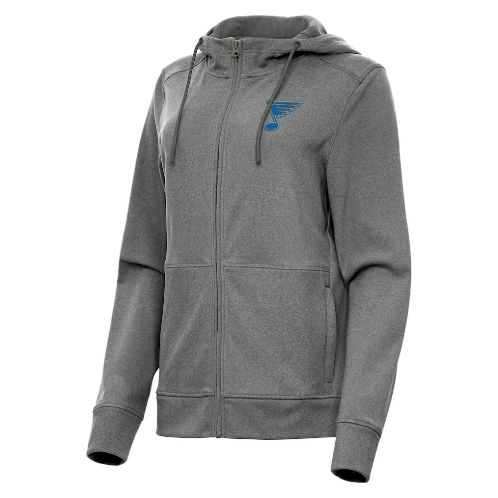 St. Louis Blues Antigua Women's Seeker Full-Zip Hoodie - Heather Black | NHL Clearance
