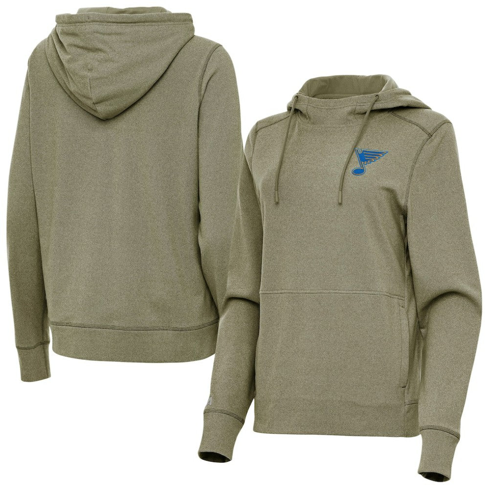 St. Louis Blues Antigua Women's Justice Pullover Hoodie - Olive | NHL sale