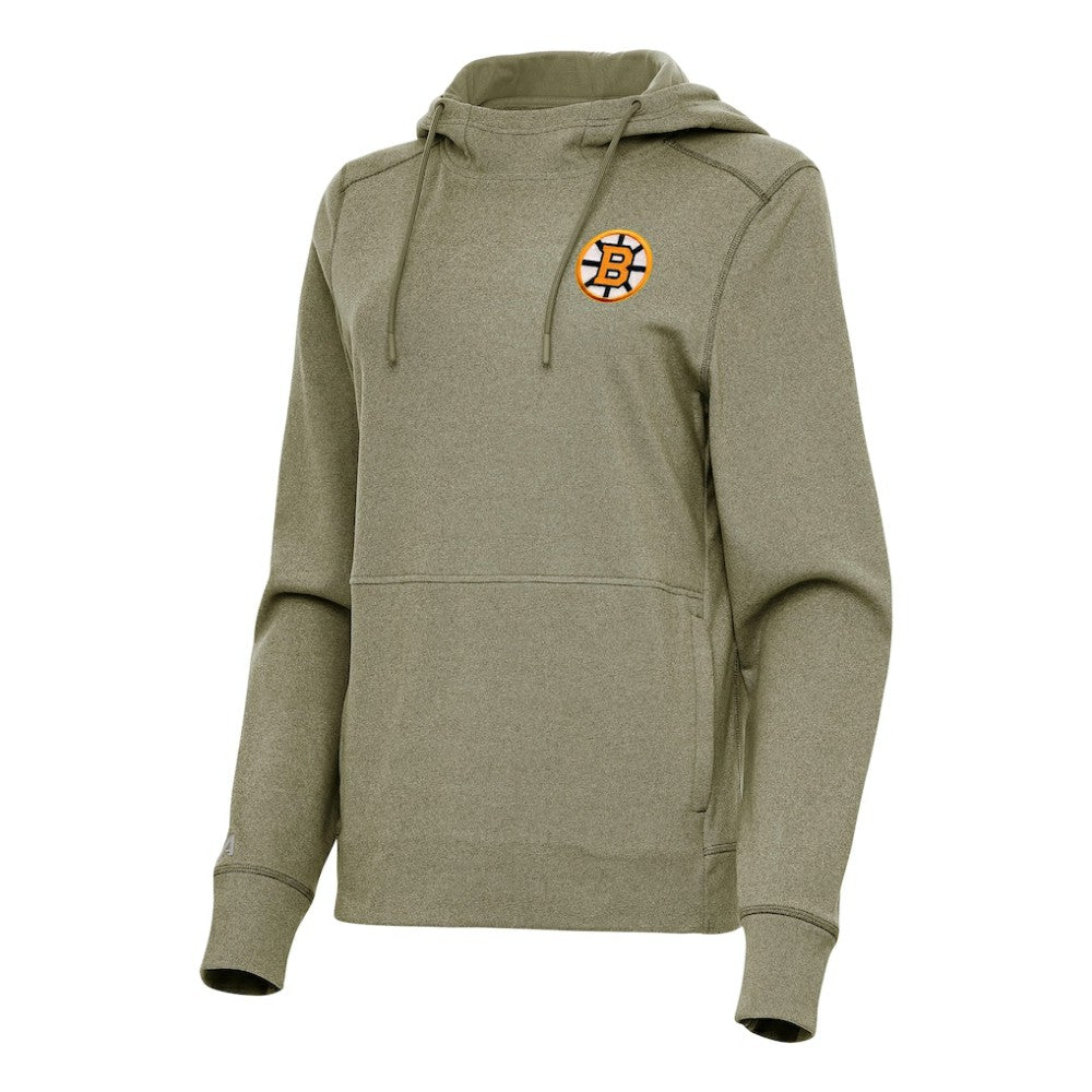 Boston Bruins Antigua Women's Justice Pullover Hoodie - Olive | NHL Lifestyle