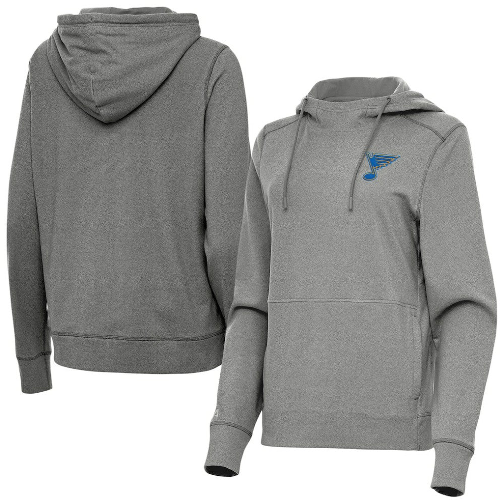 St. Louis Blues Antigua Women's Justice Pullover Hoodie - Heather Black | NHL on sale