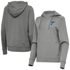 St. Louis Blues Antigua Women's Justice Pullover Hoodie - Heather Black | NHL on sale