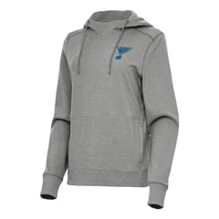 St. Louis Blues Antigua Women's Justice Pullover Hoodie - Heather Black | NHL on sale