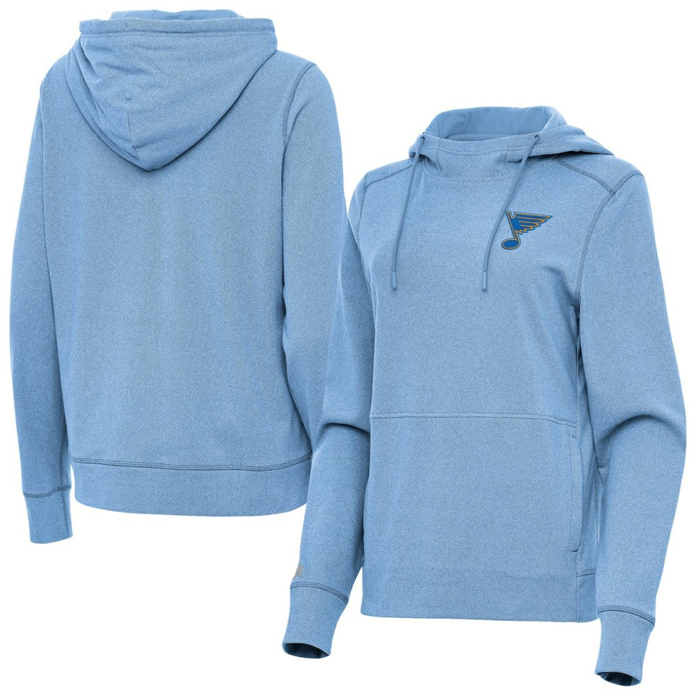 St. Louis Blues Antigua Women's Justice Pullover Hoodie - Heather Blue | NHL on sale