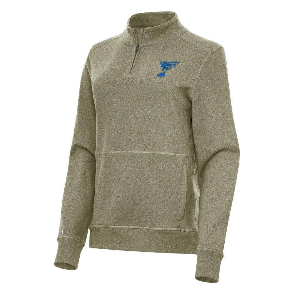St. Louis Blues Antigua Women's Crush Quarter-Zip Pullover - Olive | NHL discount