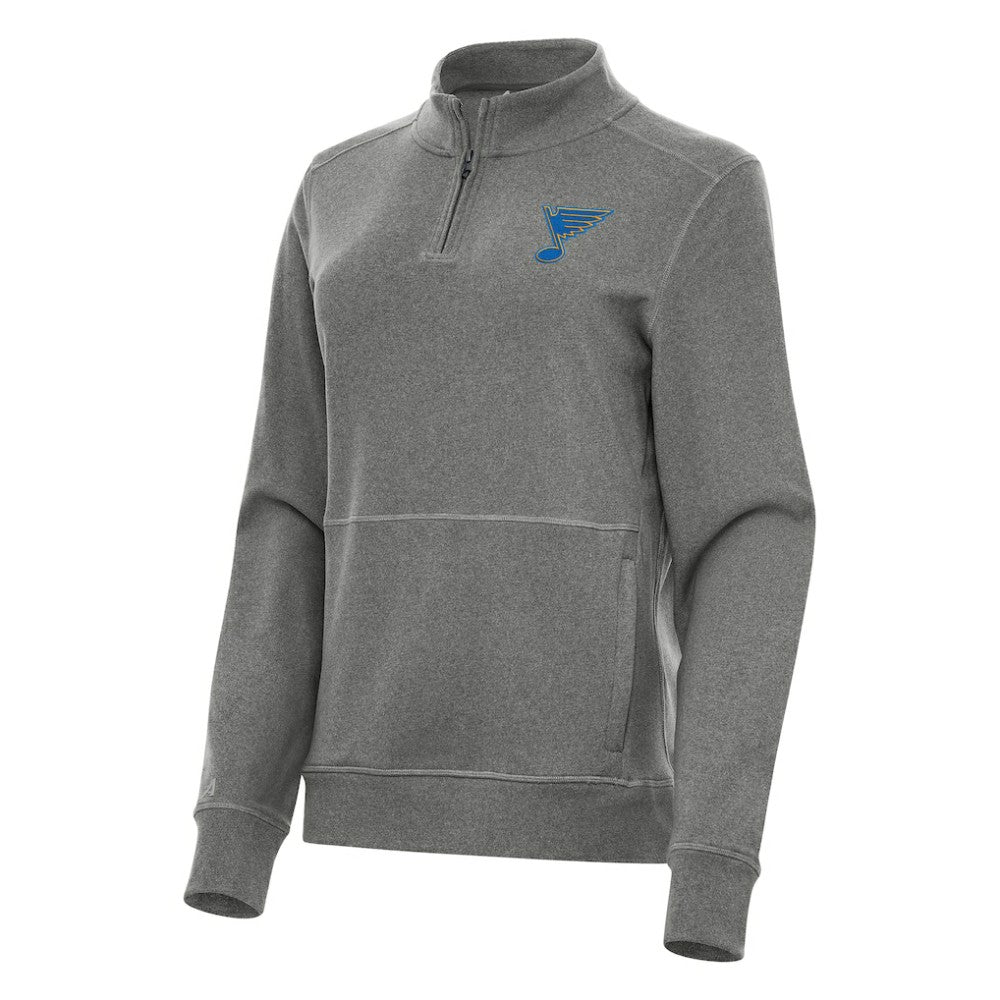 St. Louis Blues Antigua Women's Crush Quarter-Zip Pullover - Heather Black | NHL sale