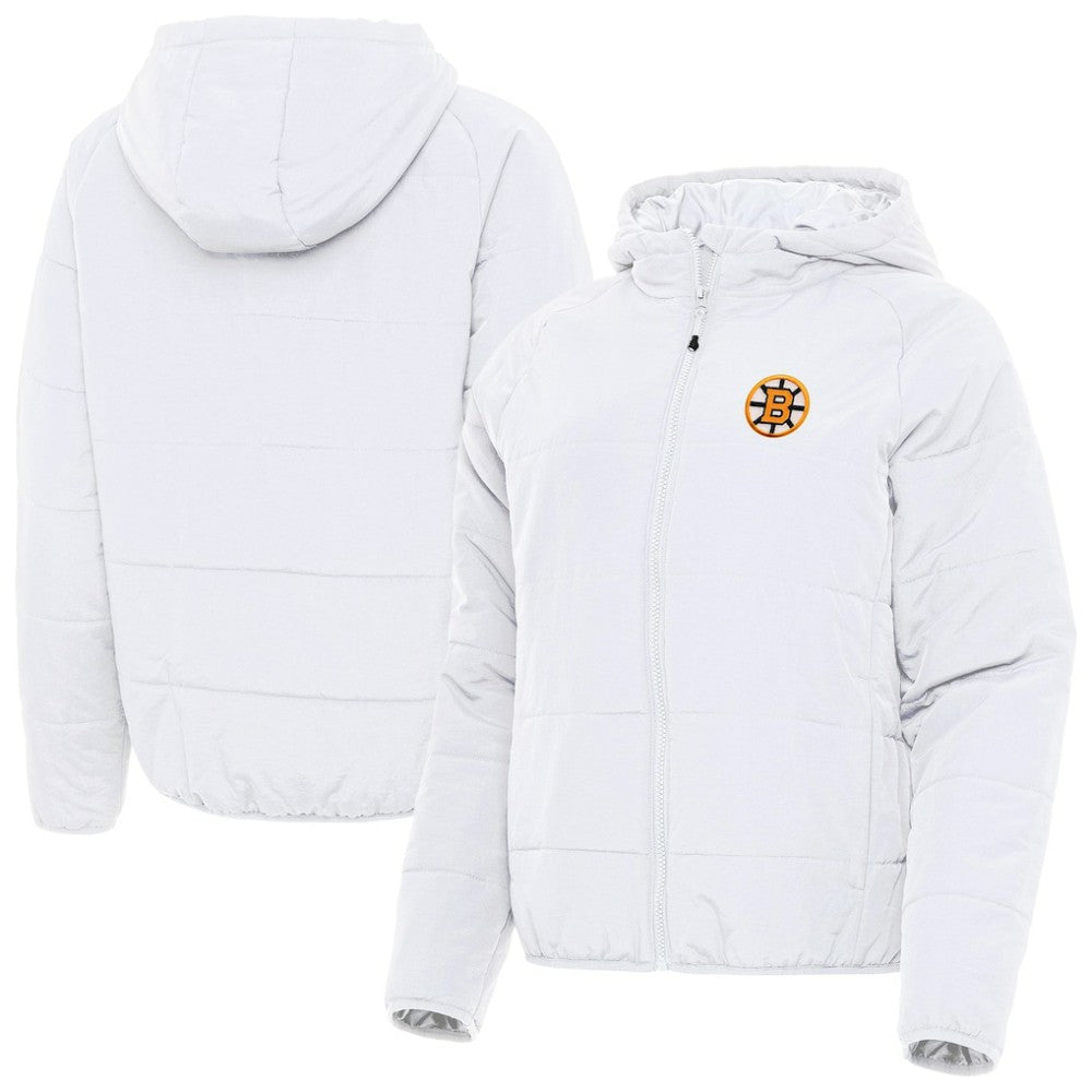 Boston Bruins Antigua Women's Raglan Universe Full-Zip Hooded Jacket - White | NHL Lifestyle