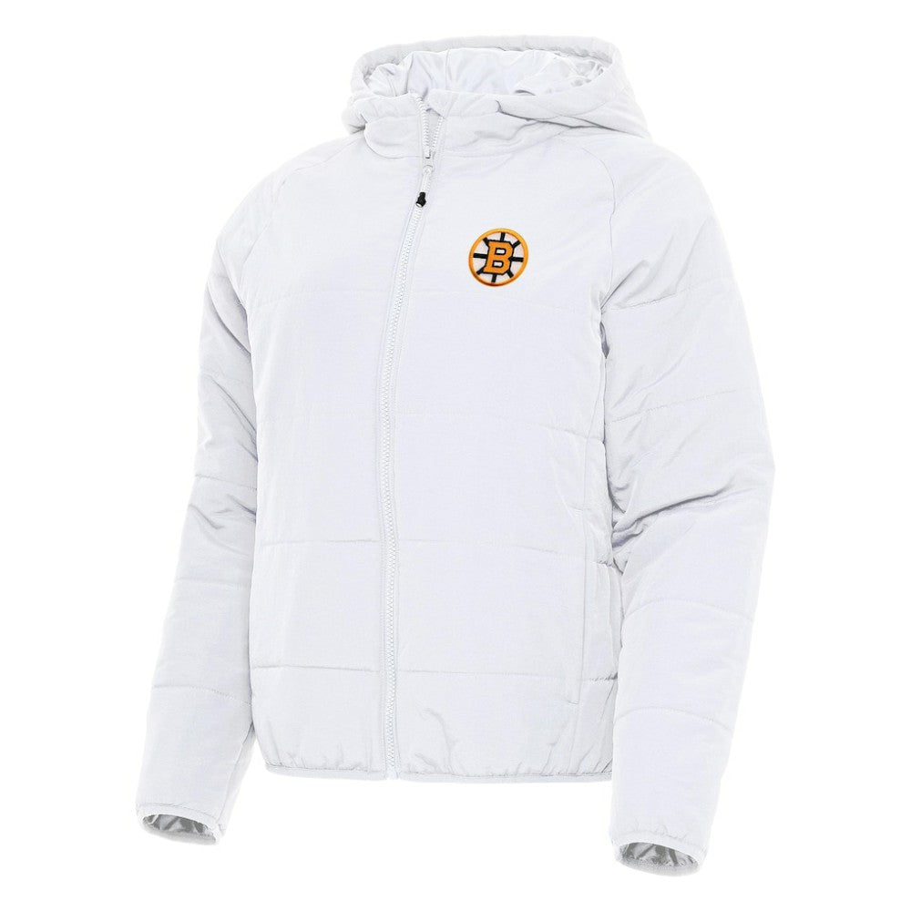 Boston Bruins Antigua Women's Raglan Universe Full-Zip Hooded Jacket - White | NHL Lifestyle