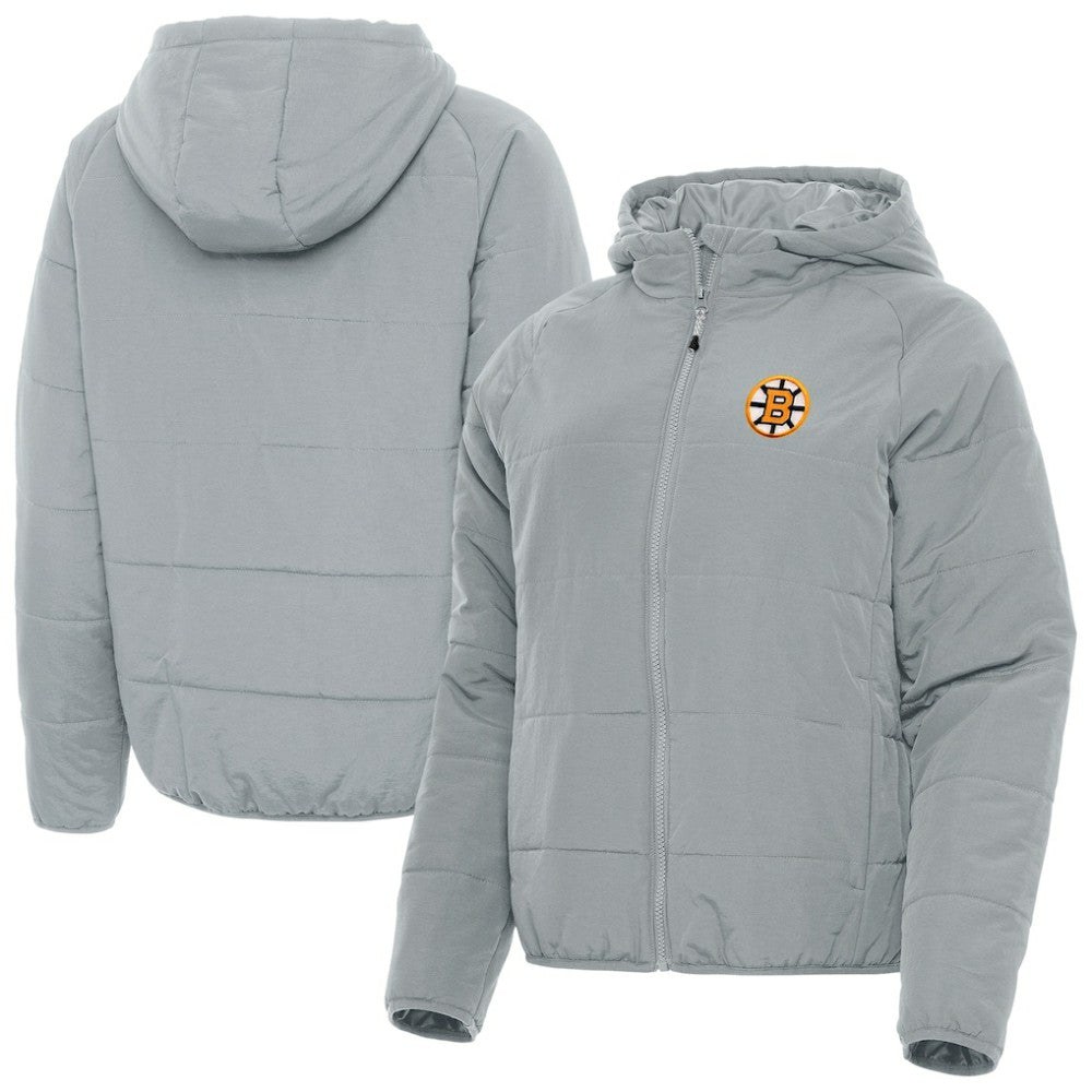 Boston Bruins Antigua Women's Raglan Universe Full-Zip Hooded Jacket - Gray | NHL Lifestyle