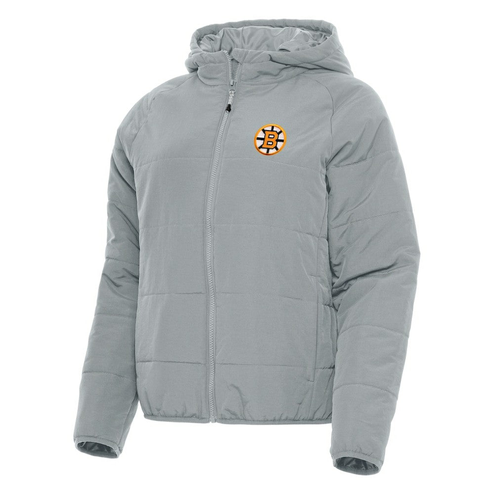 Boston Bruins Antigua Women's Raglan Universe Full-Zip Hooded Jacket - Gray | NHL Lifestyle