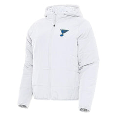 St. Louis Blues Antigua Women's Raglan Universe Full-Zip Hooded Jacket - White | NHL on sale