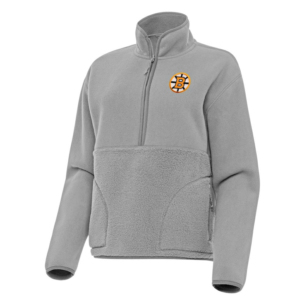Boston Bruins Antigua Women's Figure Half-Zip Pullover - Gray | NHL Lifestyle