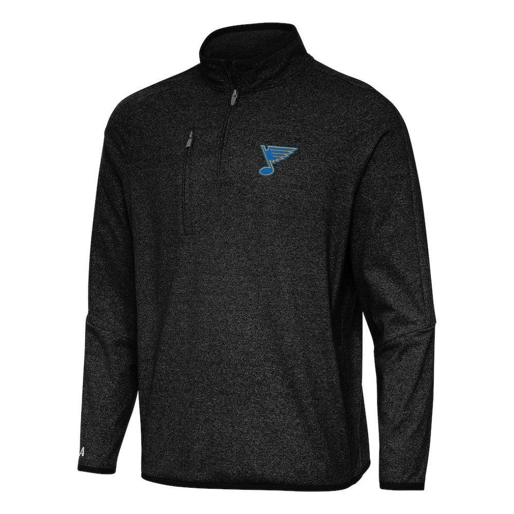 St. Louis Blues Antigua Certain Tri-Blend Quarter-Zip Top - Heather Black | NHL Lifestyle