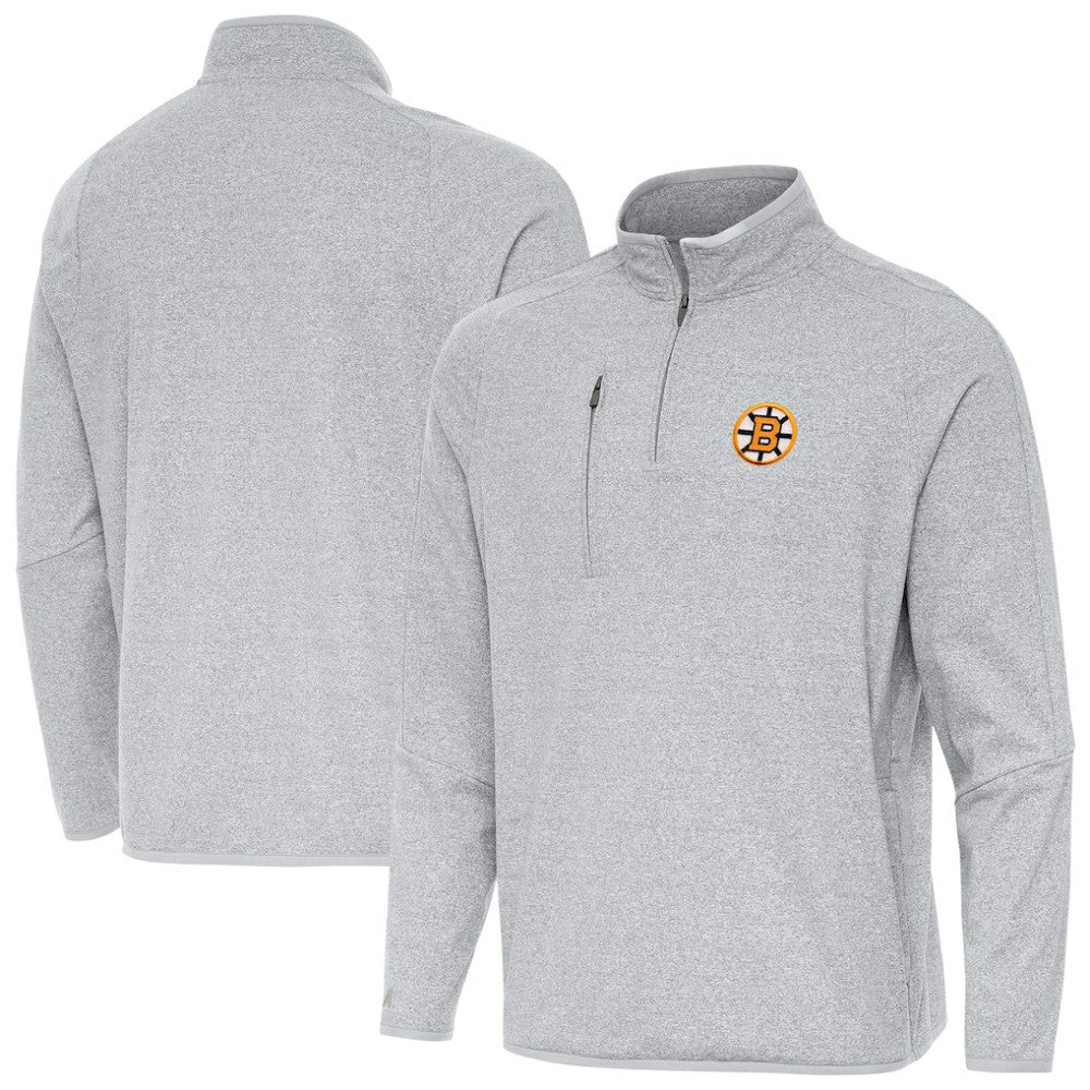 Boston Bruins Antigua Certain Tri-Blend Quarter-Zip Top - Heather Gray | NHL Clearance