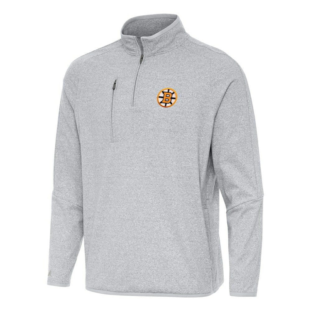 Boston Bruins Antigua Certain Tri-Blend Quarter-Zip Top - Heather Gray | NHL Clearance