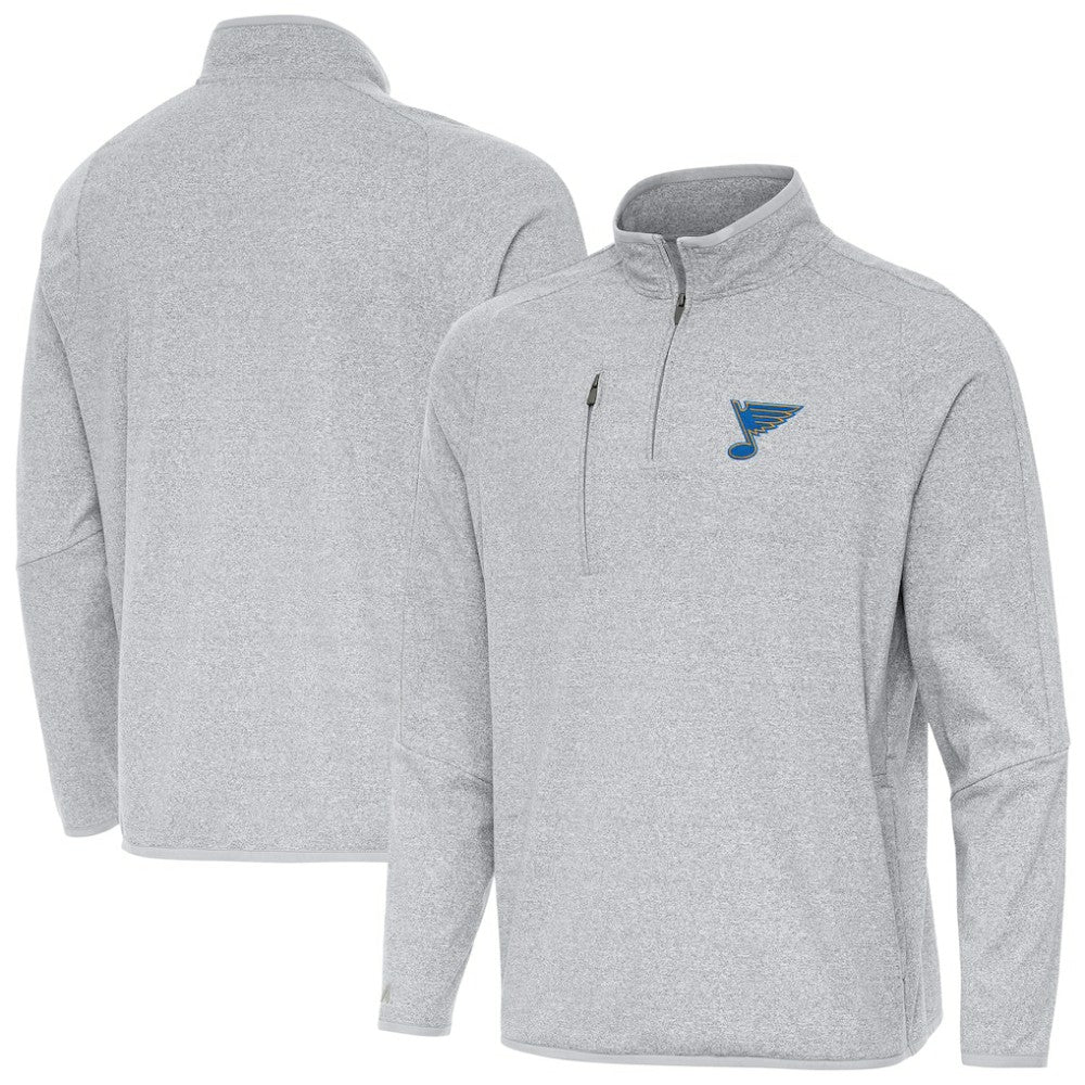 St. Louis Blues Antigua Certain Tri-Blend Quarter-Zip Top - Heather Gray | NHL Lifestyle