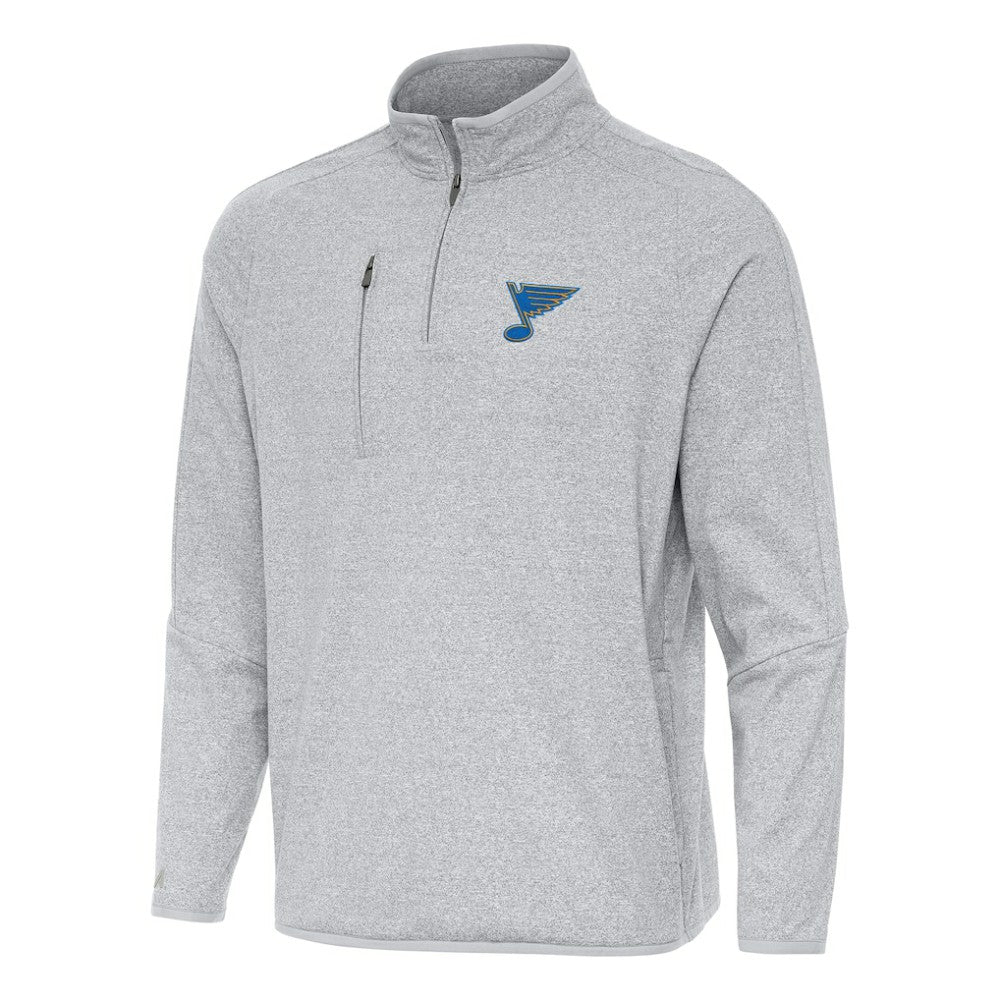 St. Louis Blues Antigua Certain Tri-Blend Quarter-Zip Top - Heather Gray | NHL Lifestyle