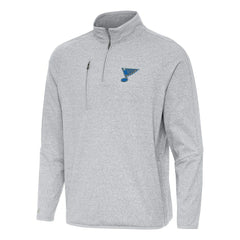 St. Louis Blues Antigua Certain Tri-Blend Quarter-Zip Top - Heather Gray | NHL Lifestyle