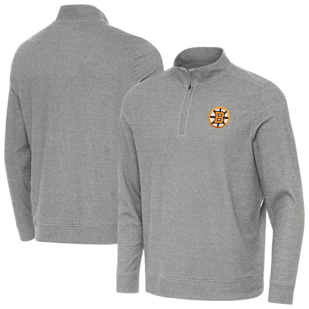 Boston Bruins Antigua Subtle Quarter-Zip Sweatshirt - Heather Black | NHL near me